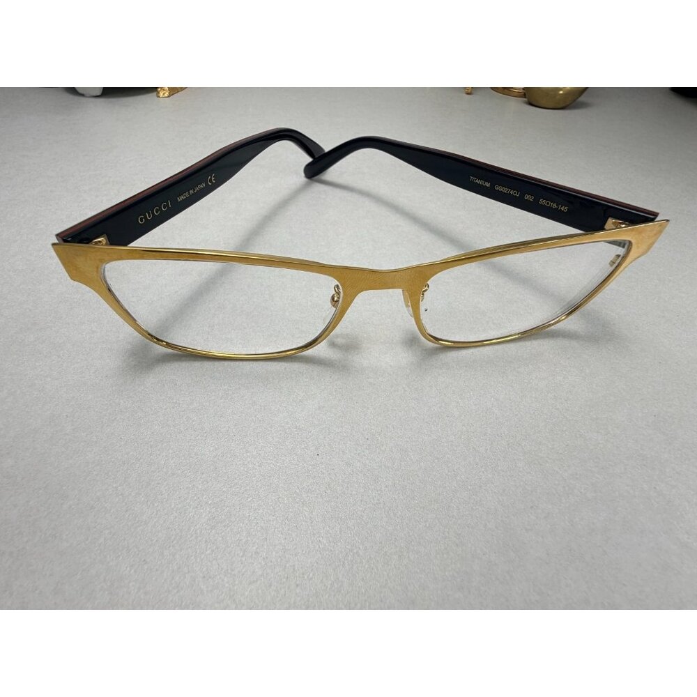 Gucci Titanium Eyeglasses GG0274OJ 002 Gold Frame Made In Japan 55-18-145 - Picture 11 of 12
